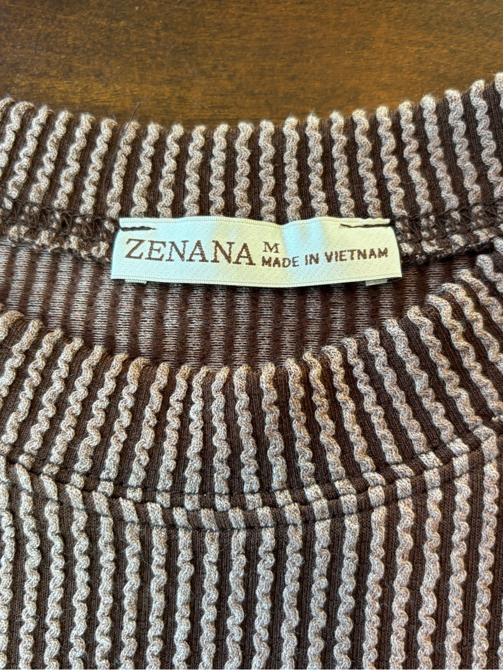 Zenana Brown Ribbed Lounge Set 2 Piece Short Sleeve Wide Leg Pant Size Medium - Picture 3 of 10
